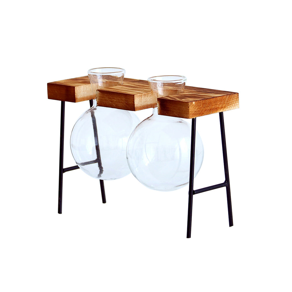 Nordic Style Creative Wooden Frame Hydroponic Vase