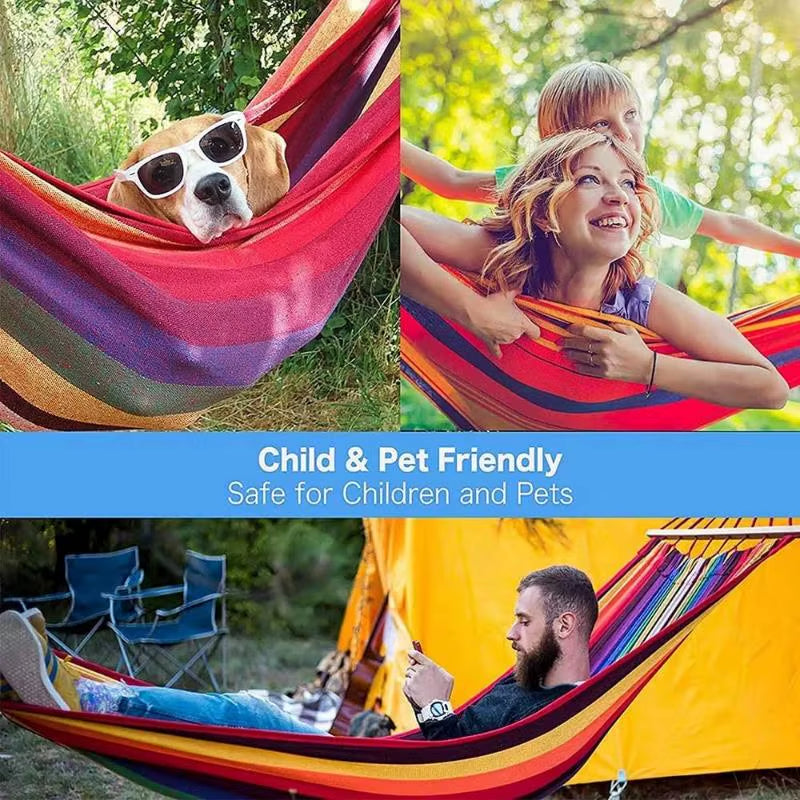 Portable Hammocks Single or Double Hammocks Outdoor and Indoor Camping Accessories with Slings and Hooks