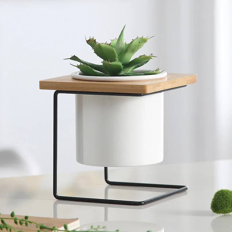 Plant Pot Nordic Creative Indoor Balcony Table Flower Pot Decoration Flower Stand Home Decoration Wrought Iron Metal Pot