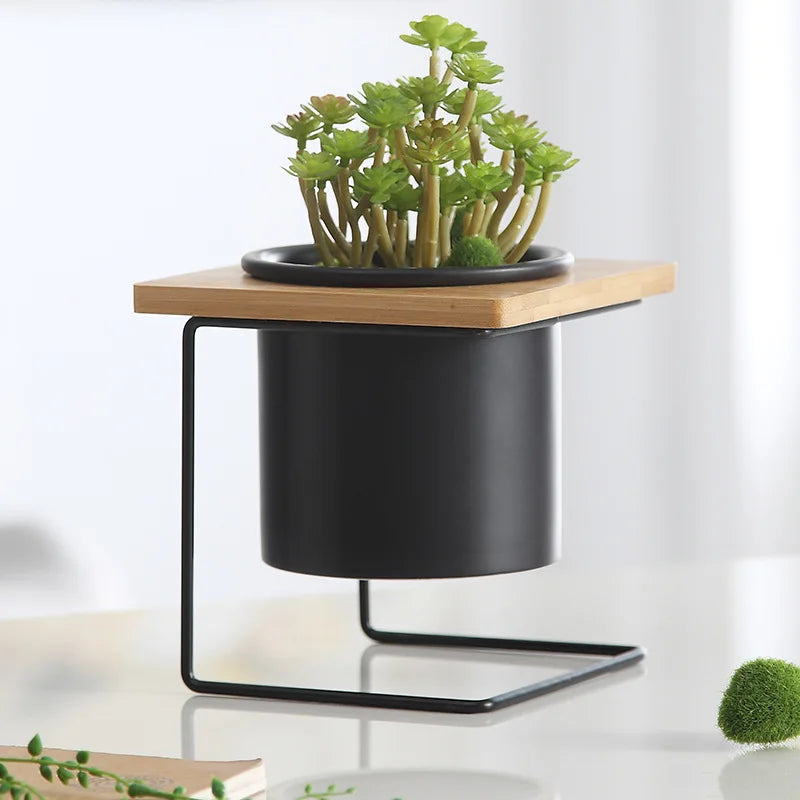 Plant Pot Nordic Creative Indoor Balcony Table Flower Pot Decoration Flower Stand Home Decoration Wrought Iron Metal Pot
