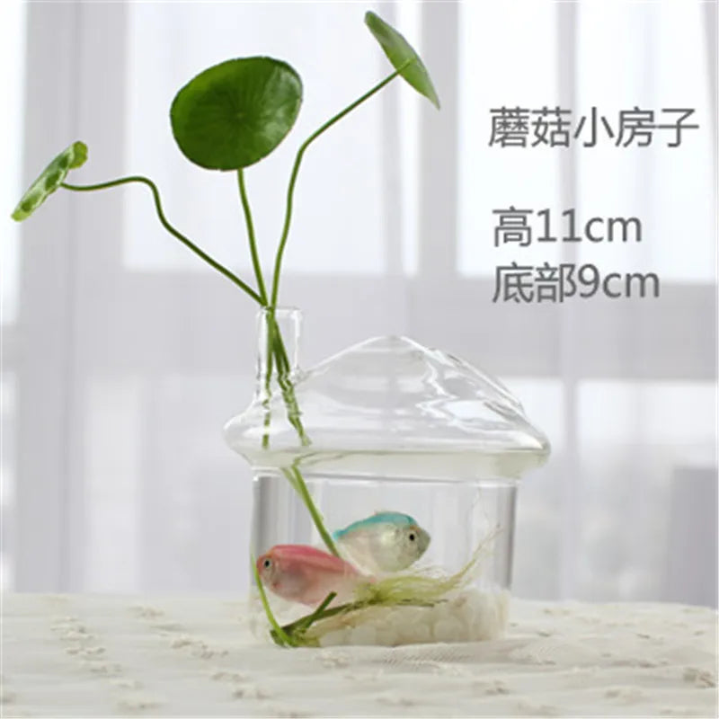 Hand Made Glass Vase Terrarium Transparent Hydroponic Flower Vase Fish Tank Aquarium Container Flower Planter Pots Home Decor