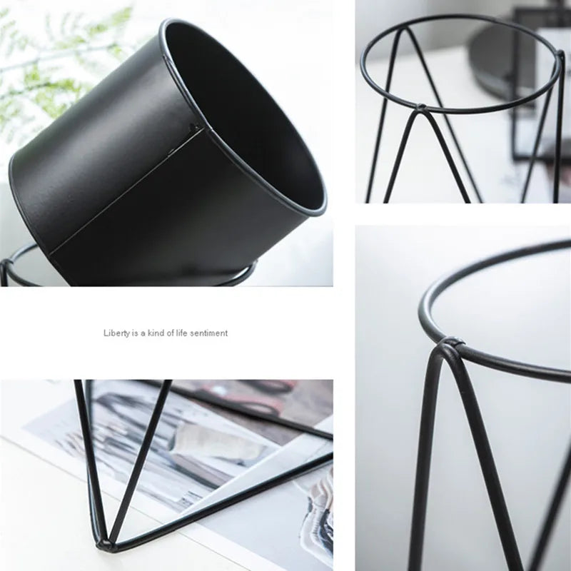 Plant Pot Nordic Creative Indoor Balcony Table Flower Pot Decoration Flower Stand Home Decoration Wrought Iron Metal Pot