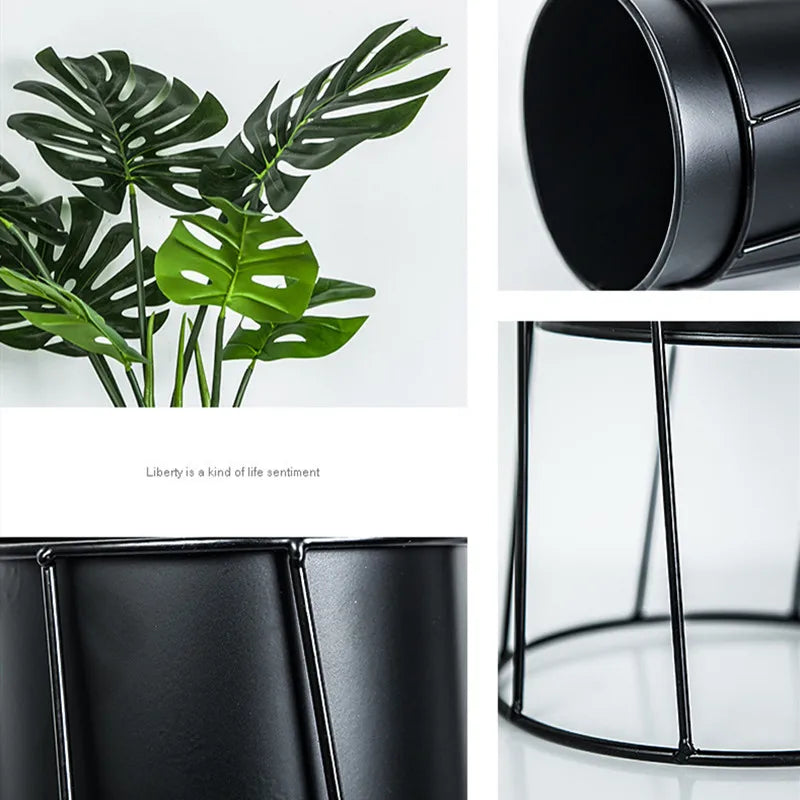 Plant Pot Nordic Creative Indoor Balcony Table Flower Pot Decoration Flower Stand Home Decoration Wrought Iron Metal Pot