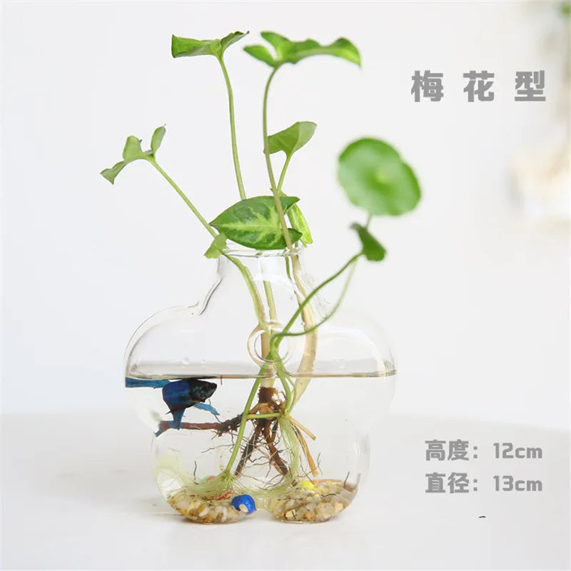Hand Made Glass Vase Terrarium Transparent Hydroponic Flower Vase Fish Tank Aquarium Container Flower Planter Pots Home Decor