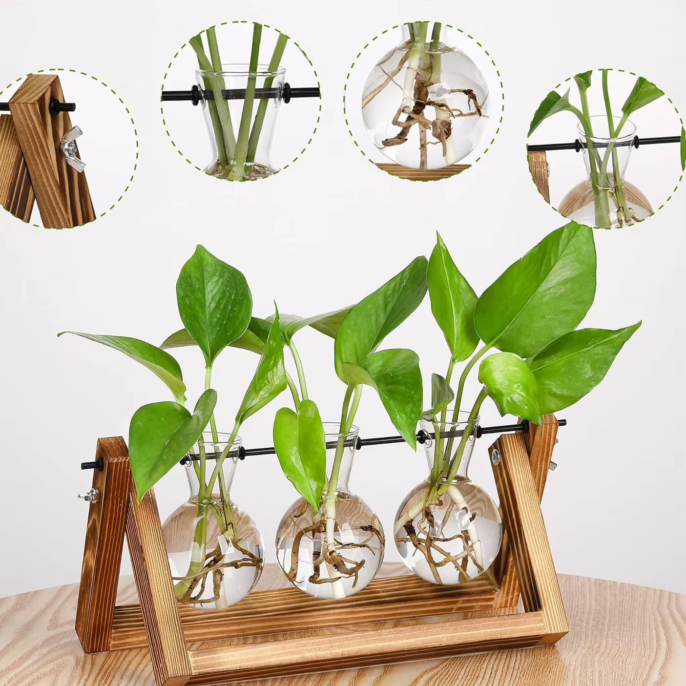 Wooden Vase Holder, Hydroponic Plant Holder, Home Decoration, Creative Vase Holder, Glass Vase Holder, Solid Wood Flower Holder