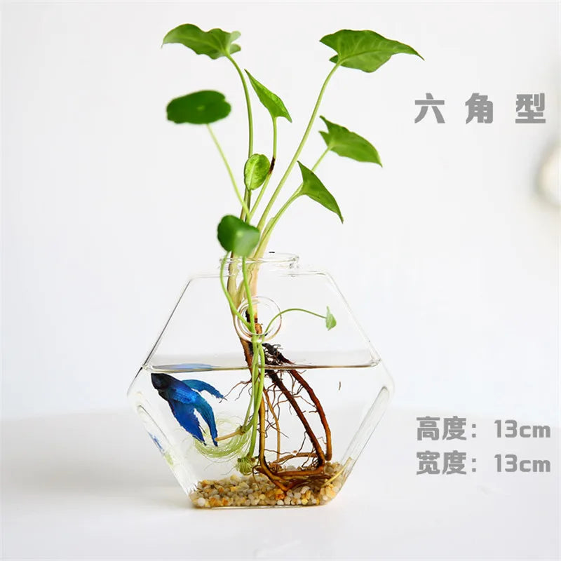 Hand Made Glass Vase Terrarium Transparent Hydroponic Flower Vase Fish Tank Aquarium Container Flower Planter Pots Home Decor