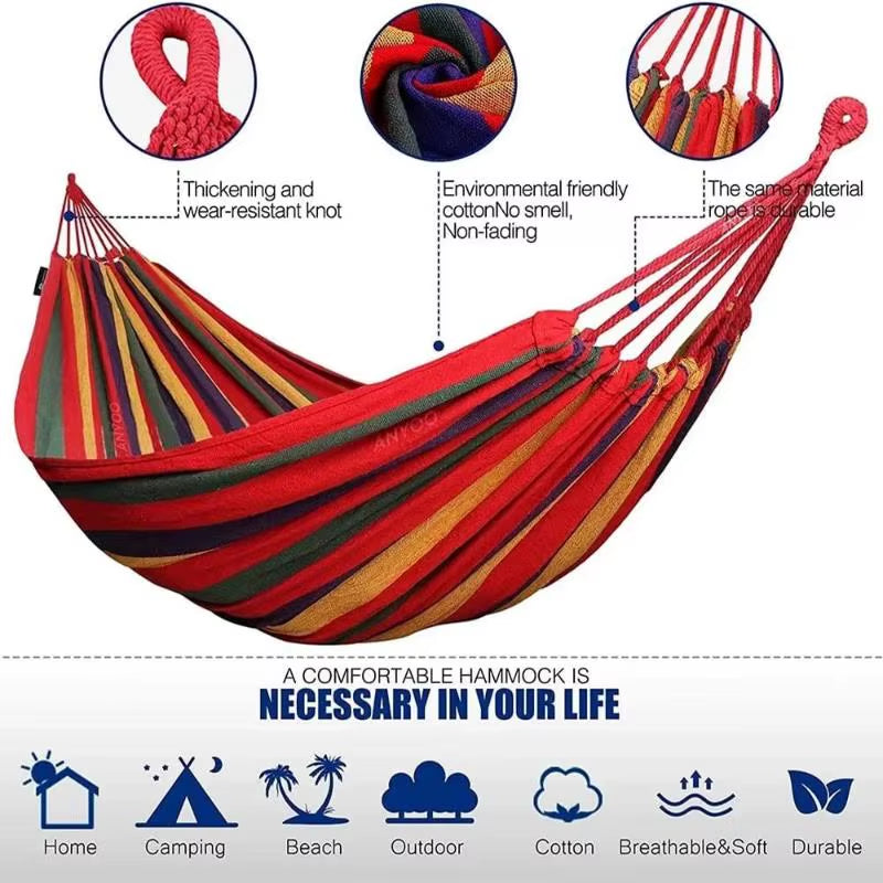 Portable Hammocks Single or Double Hammocks Outdoor and Indoor Camping Accessories with Slings and Hooks