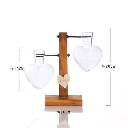 Home Vase Crystal Glass Test Tube Vase in Wooden Stand Flower Pots for Hydroponic Plants Home Garden Decoration