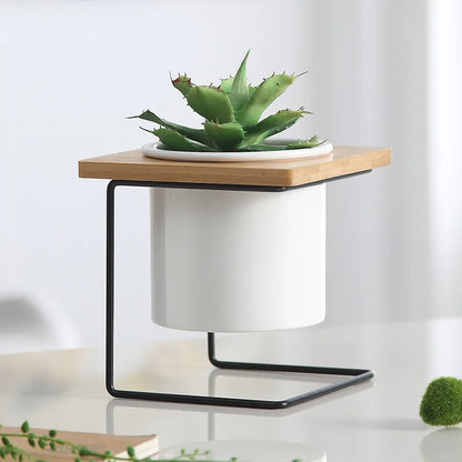Plant Pot Nordic Creative Indoor Balcony Table Flower Pot Decoration Flower Stand Home Decoration Wrought Iron Metal Pot