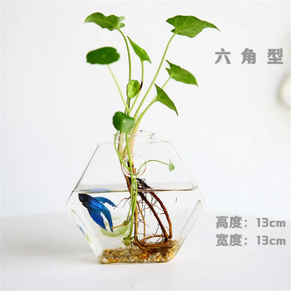 Hand Made Glass Vase Terrarium Transparent Hydroponic Flower Vase Fish Tank Aquarium Container Flower Planter Pots Home Decor